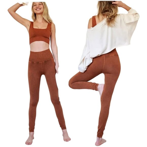 Free People Movement Good Karma High Rise Leggings in Toasted Coconut Copper M/L - Picture 1 of 10